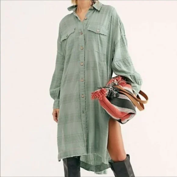 Free People Sahara Sounds Shirt Dress Small NWT - Picture 6 of 9